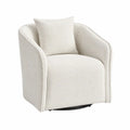 Poltrona girevole in tessuto bouclé colore beige