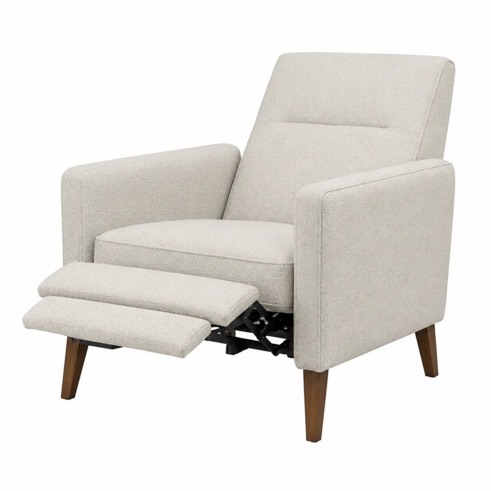Poltrona reclinabile in tessuto beige con poggiapiedi