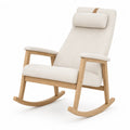 Sedia a dondolo in legno con rivestimento in tessuto poliestere beige