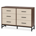 Cassettiera a 6 Cassetti in Legno e Metallo MDF Beige/Marrone 120x40x75 cm