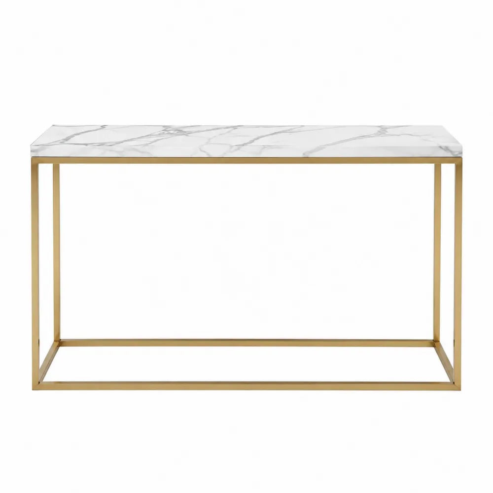 Consolle Rettangolare in Marmo e Metallo 120x40x75 cm