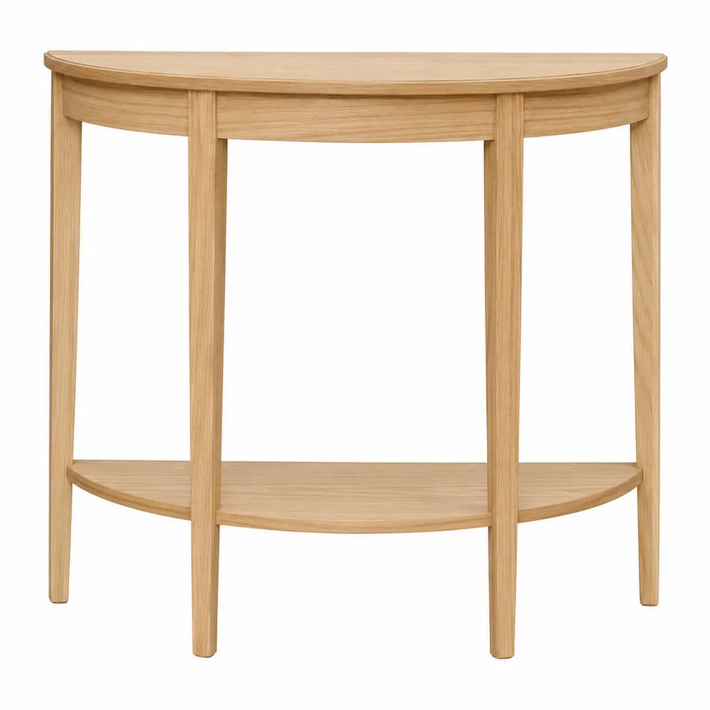 Consolle semicircolare in legno di rovere con ripiano