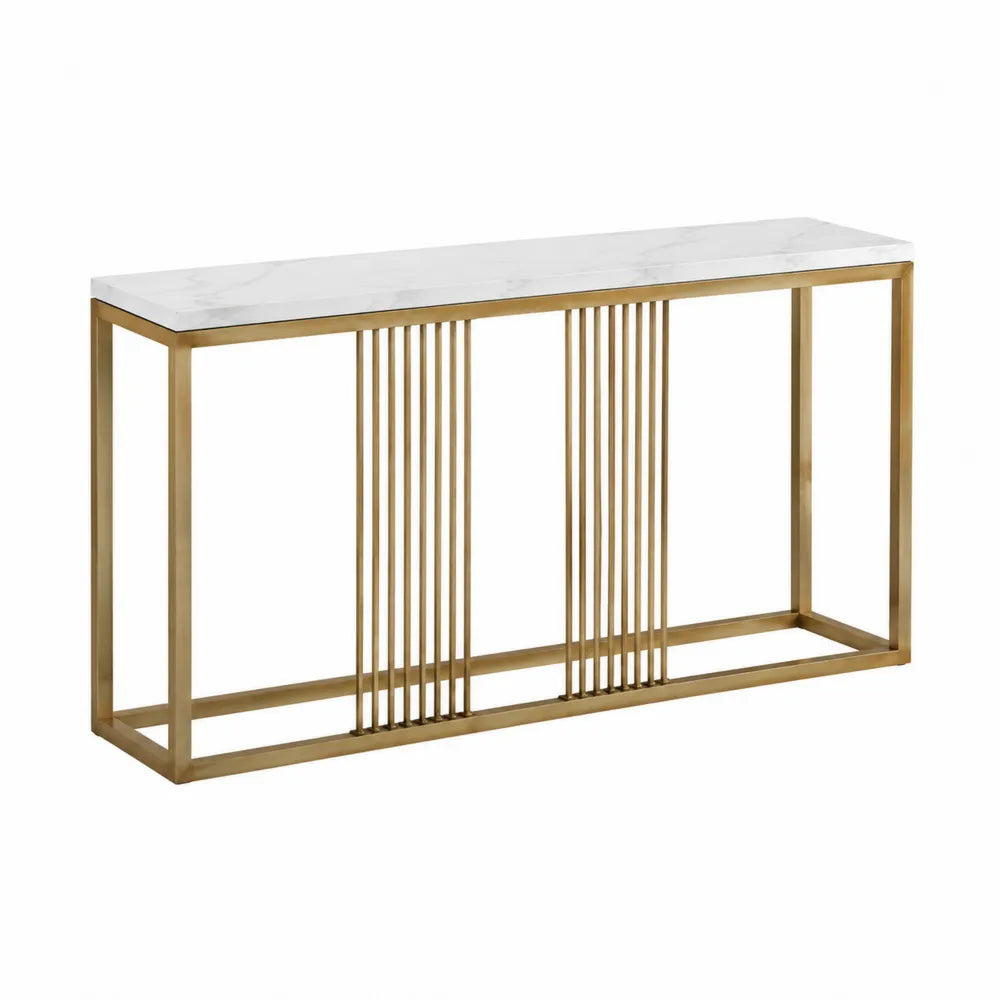 Consolle rettangolare in marmo e metallo dorato 120x30x80 cm